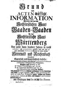 Grund und Acten-mössige Information zwischen Baden-Baden und Württemberg